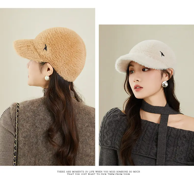 Women's Plush Baseball Cap Winter Cycling Warm Hat — feature 13
