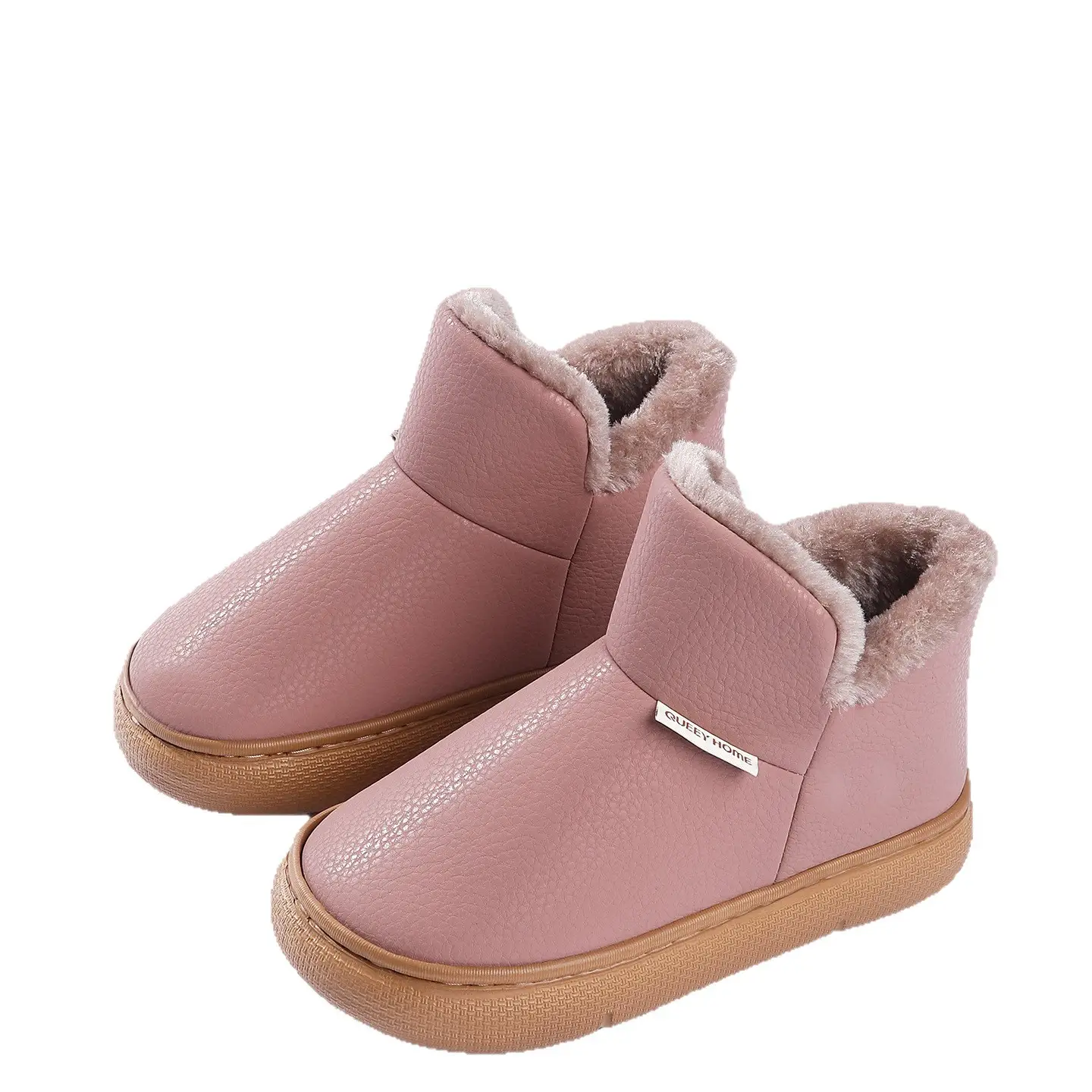Pink Fleece-Lined Warm Slippers for Men Women Winter Cold Resistance 35 - Image 9