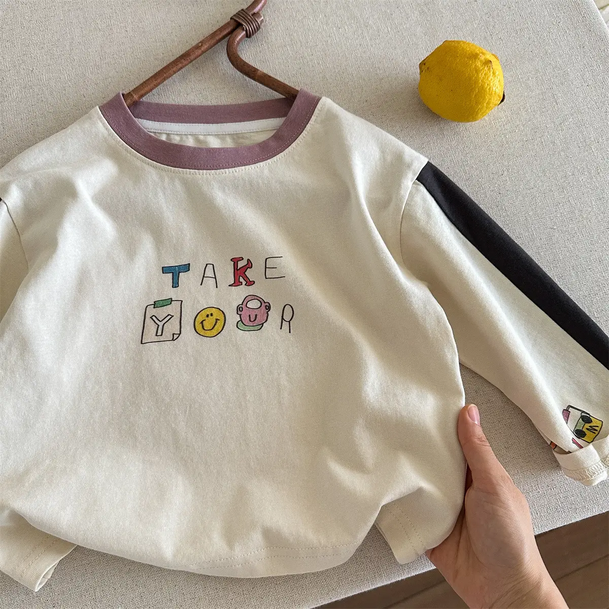 Boys Long Sleeve T-Shirt White Cartoon Print Spring Autumn 2025 — feature 12
