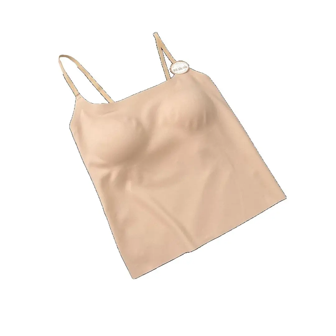 7A Long Invisible Liquid Foundation Camisole with a Nude Feel, Comfortable with Chest Pads, Slim Fit, Versatile Cross-Back U-Shaped Beautiful Back for Women