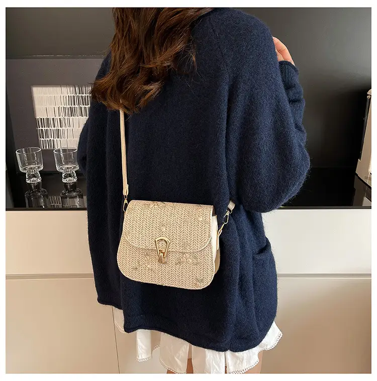 Women's Autumn Woven Shoulder Bag with Lace Flower Design — feature 19