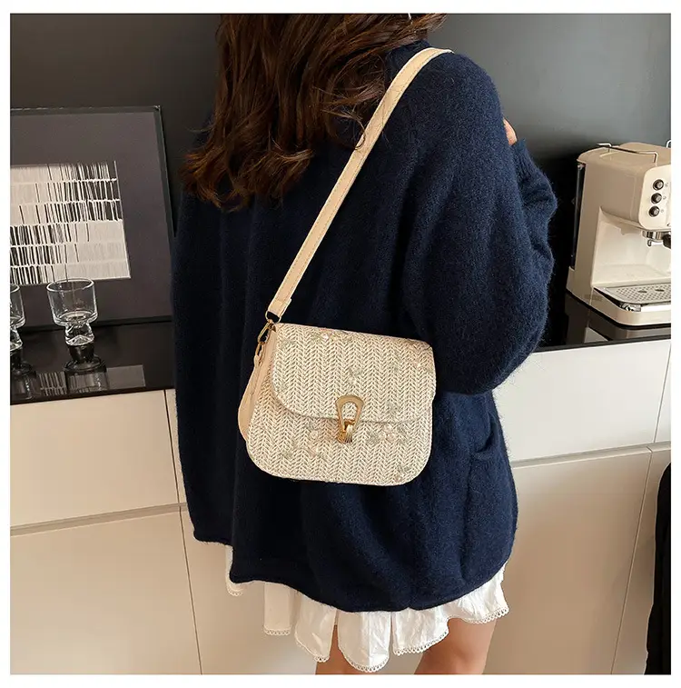 Women's Autumn Woven Shoulder Bag with Lace Flower Design — feature 20