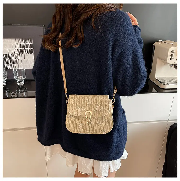 Women's Autumn Woven Shoulder Bag with Lace Flower Design — feature 24