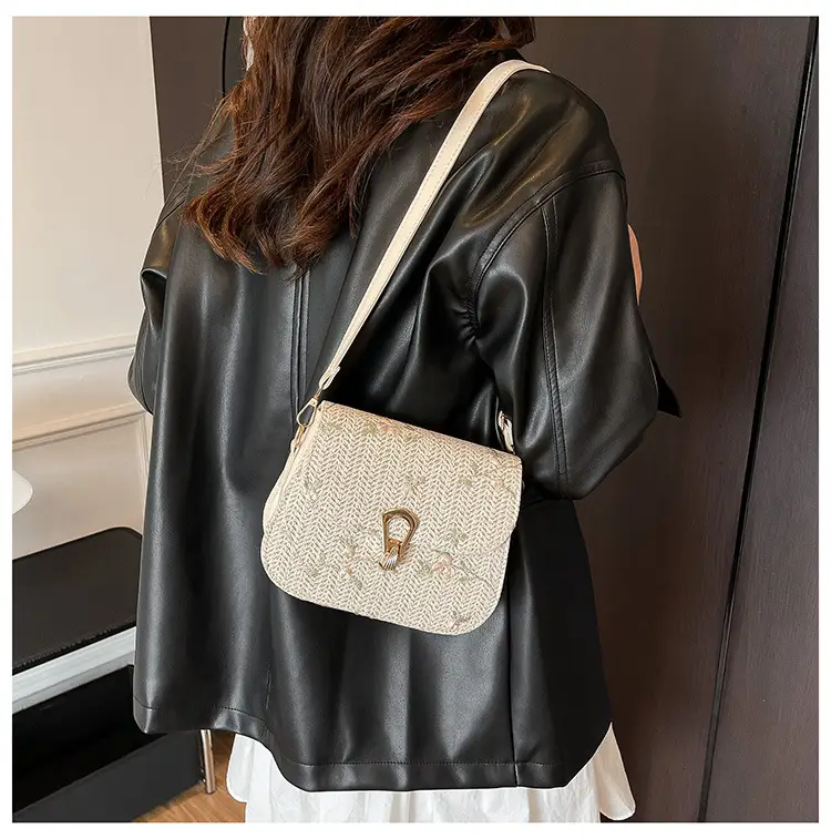 Women's Autumn Woven Shoulder Bag with Lace Flower Design — feature 29