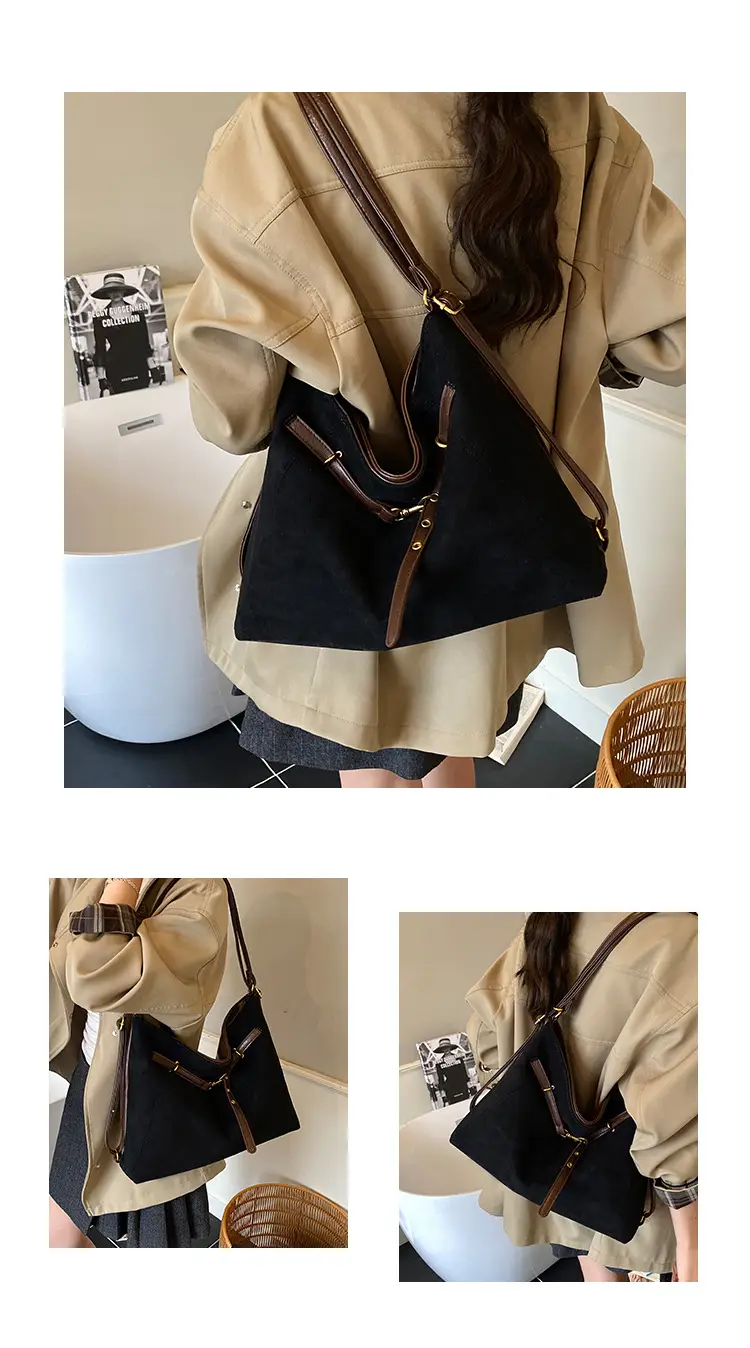 Retro Suede Tote Bag Women Large Capacity Brown — feature 13