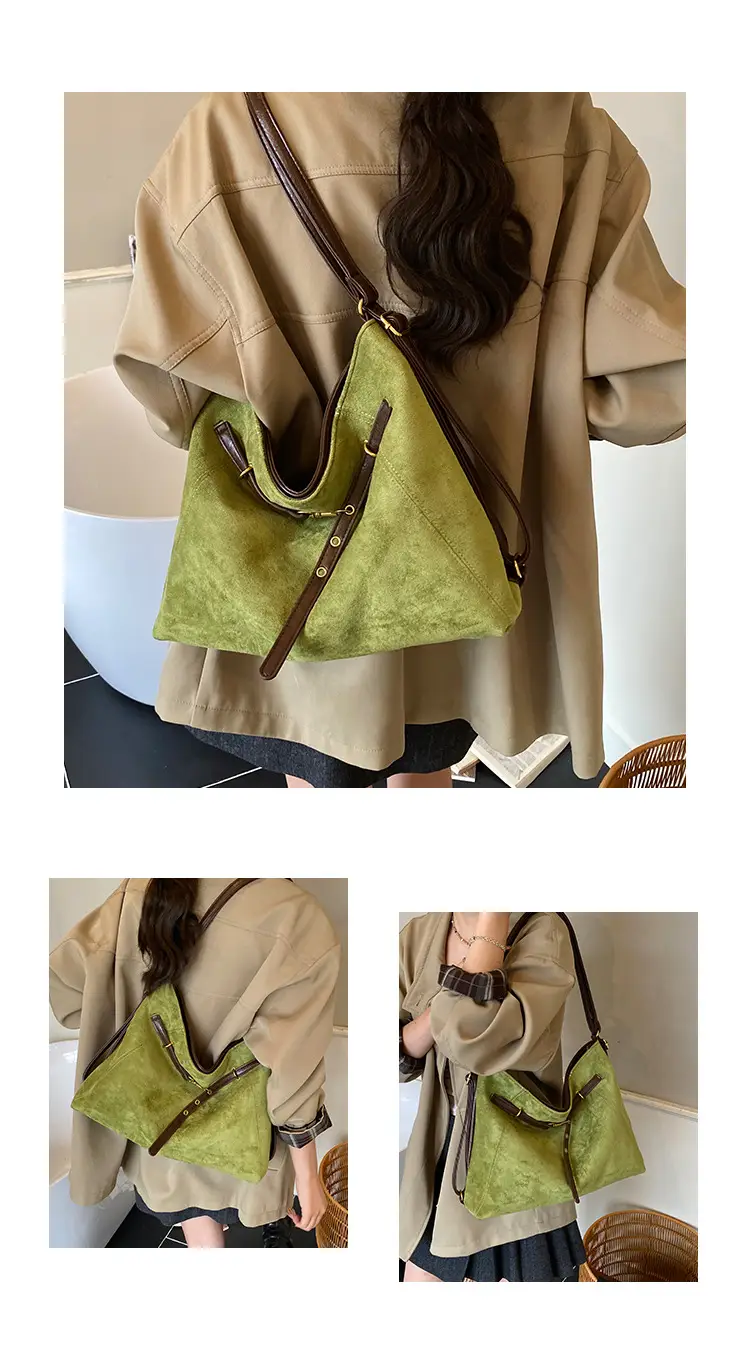 Retro Suede Tote Bag Women Large Capacity Brown — feature 14