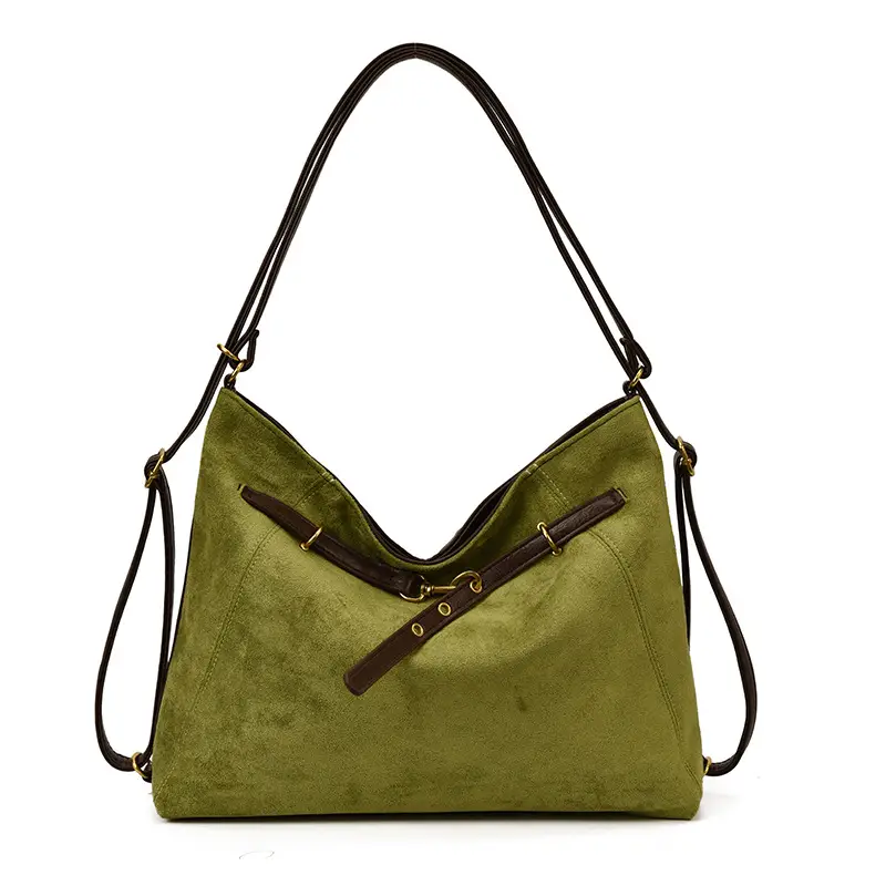 Retro Suede Tote Bag Women Large Capacity Brown