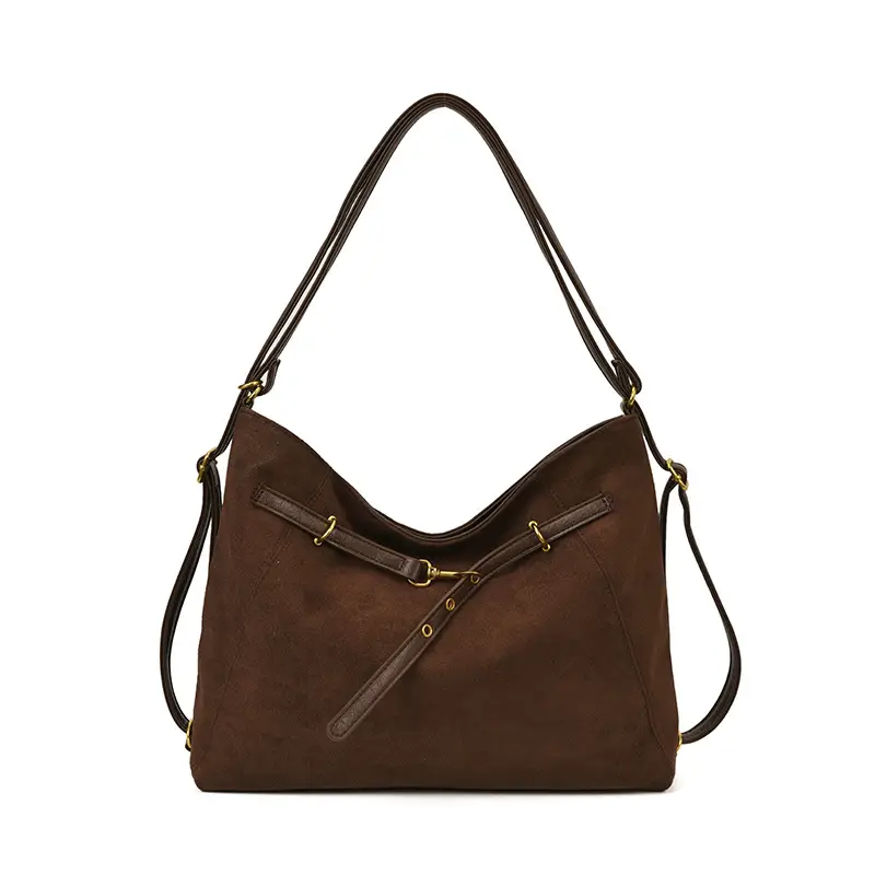 Retro Suede Tote Bag Women Large Capacity Brown