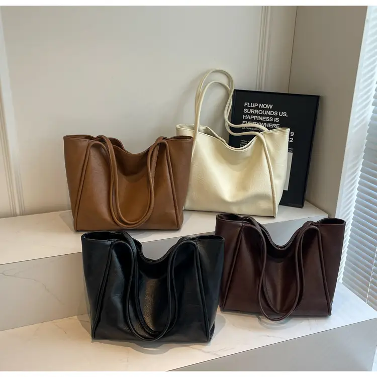 Women Retro Tote Bag Brown Leather Large Capacity Office Commuter — feature 13