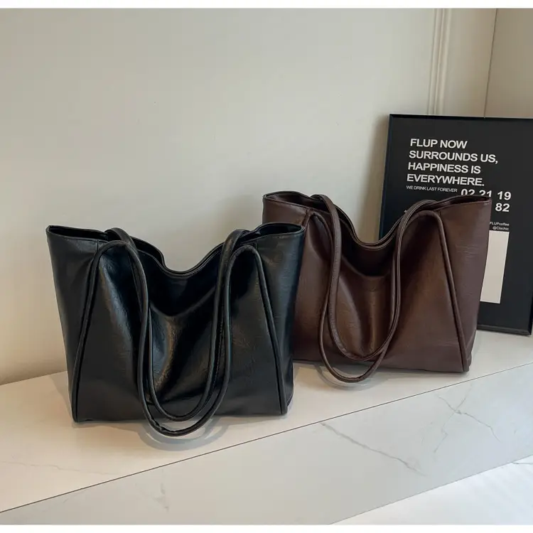 Women Retro Tote Bag Brown Leather Large Capacity Office Commuter — feature 18