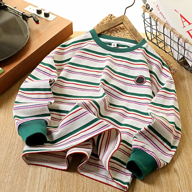 Kids Striped Cotton T-Shirt Boys 2026 Spring - Image 3