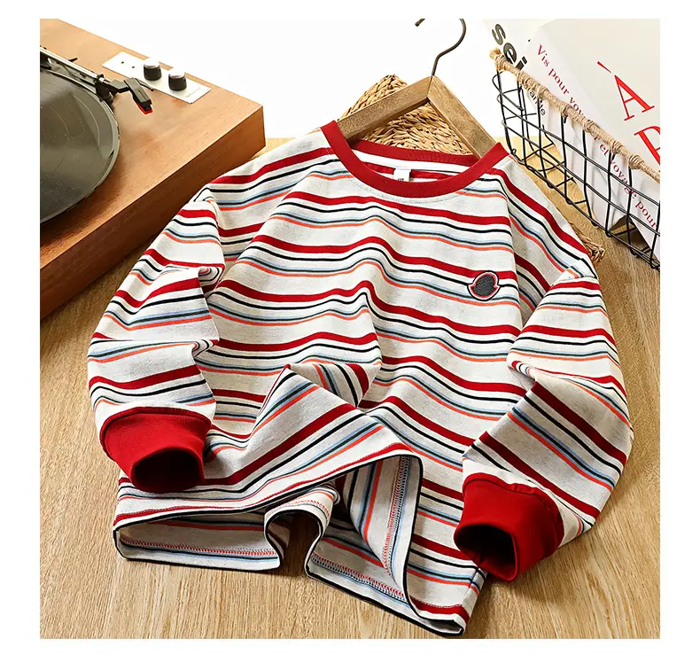 Kids Striped Cotton T-Shirt Boys 2026 Spring — feature 13