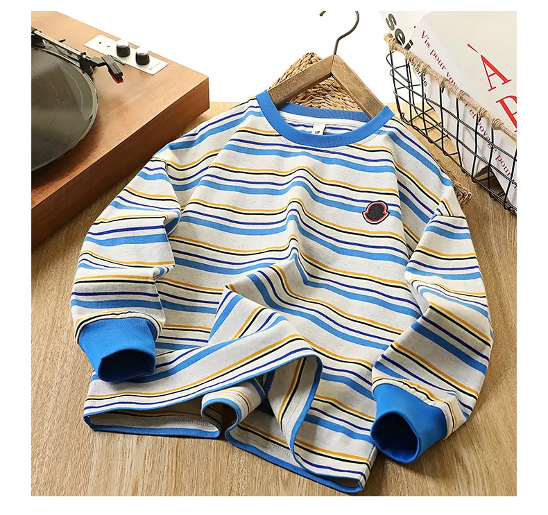 Kids Striped Cotton T-Shirt Boys 2026 Spring — feature 14