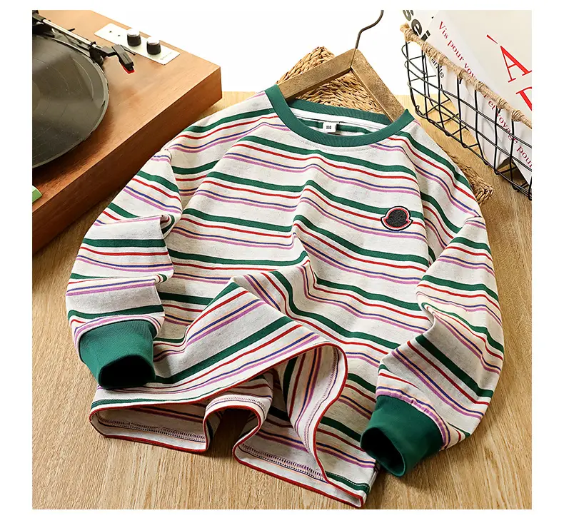 Kids Striped Cotton T-Shirt Boys 2026 Spring — feature 15