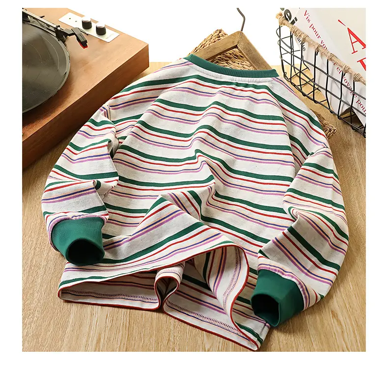 Kids Striped Cotton T-Shirt Boys 2026 Spring — feature 16