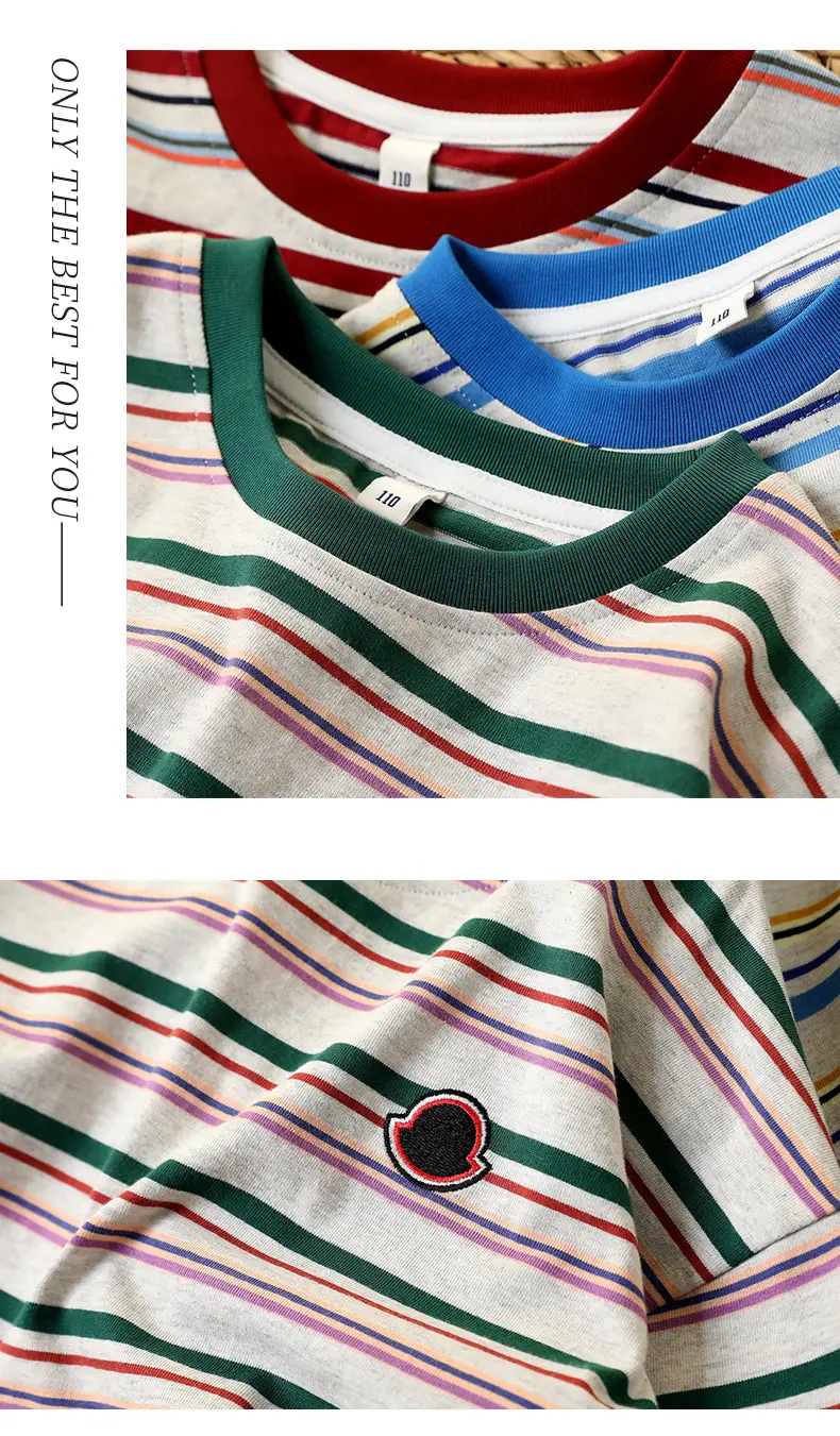 Kids Striped Cotton T-Shirt Boys 2026 Spring — feature 17