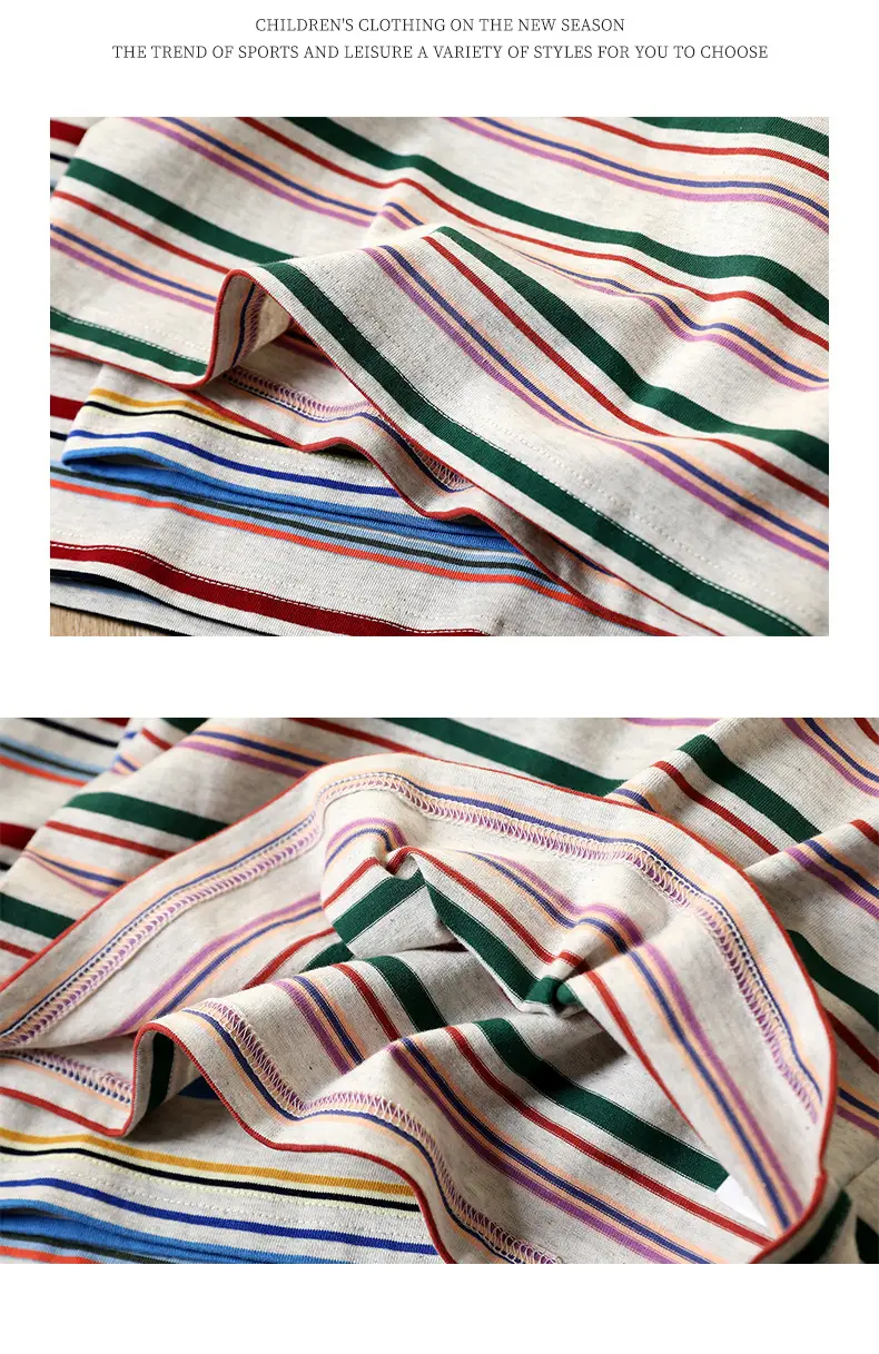 Kids Striped Cotton T-Shirt Boys 2026 Spring — feature 19