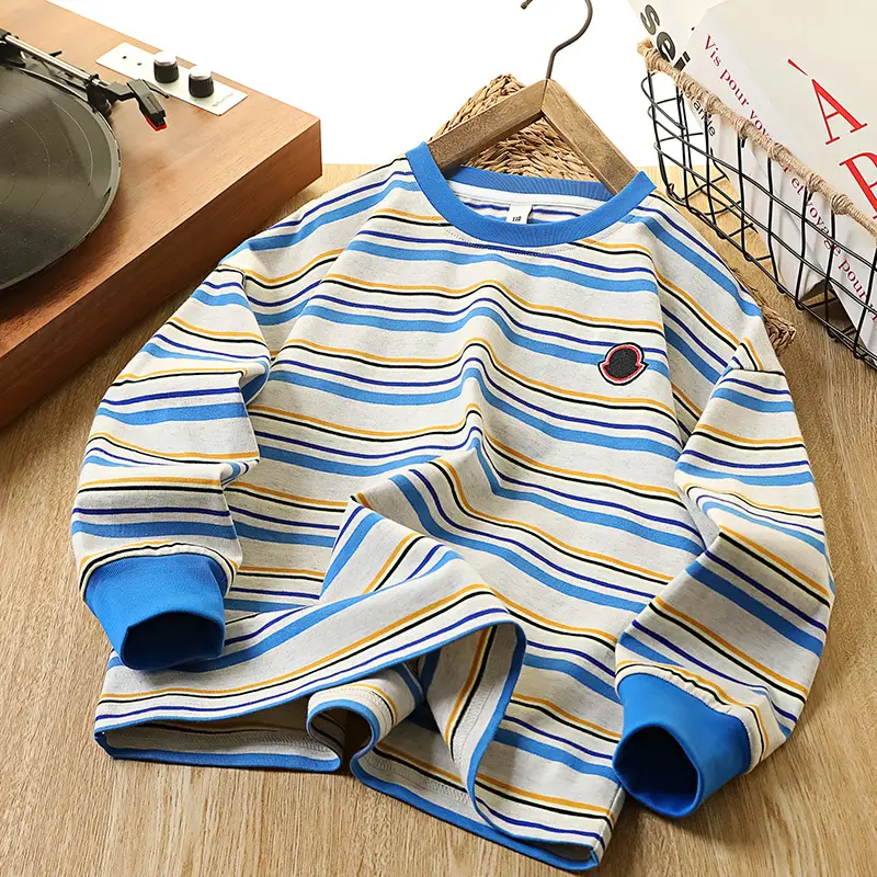 Kids Striped Cotton T-Shirt Boys 2026 Spring - Image 2