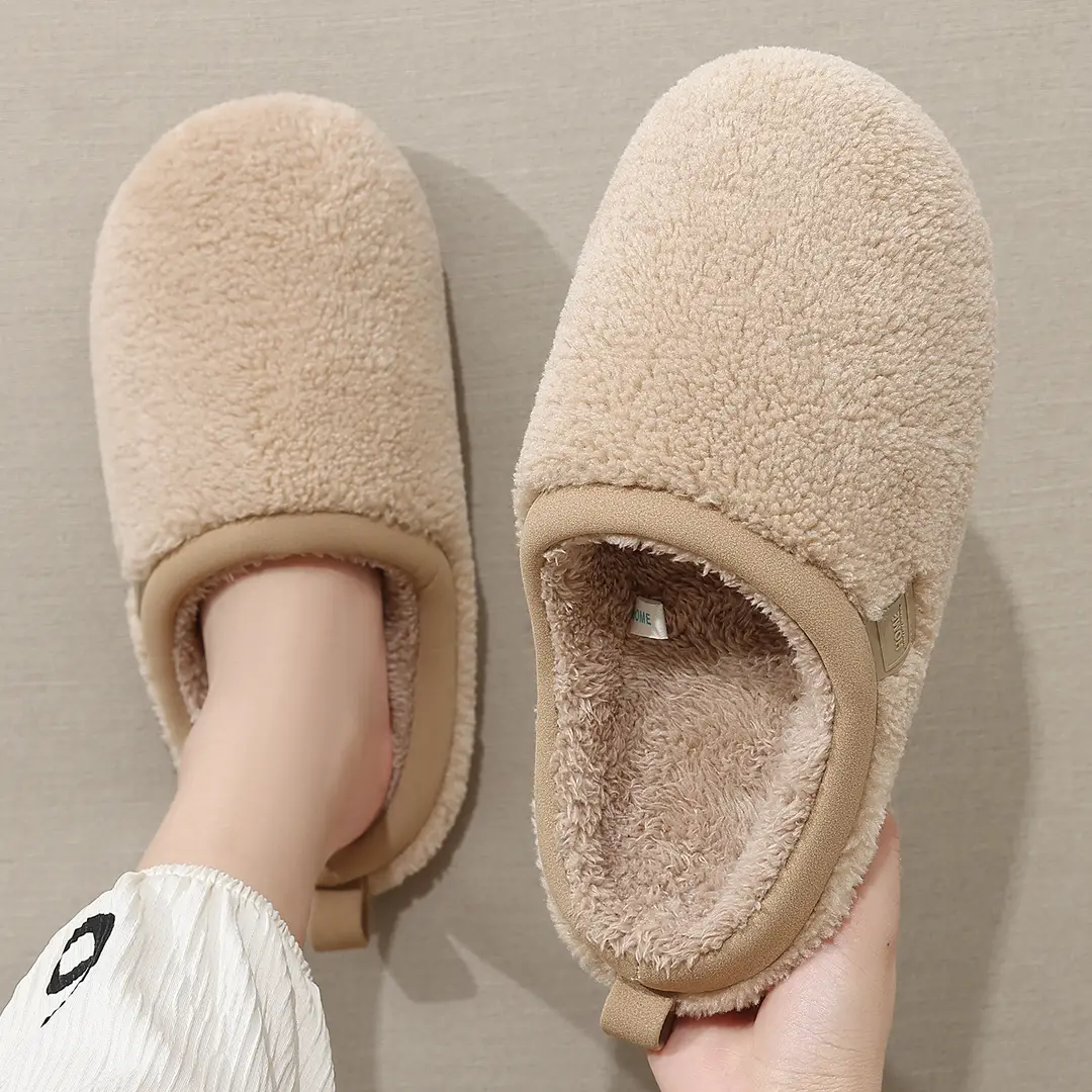 Casual Home-Use Cotton Slippers for Women in Winter, Plush Indoor Slippers for Couples, High-End Polar Fleece Indoor Non-Slip Slippers for Men - Image 8