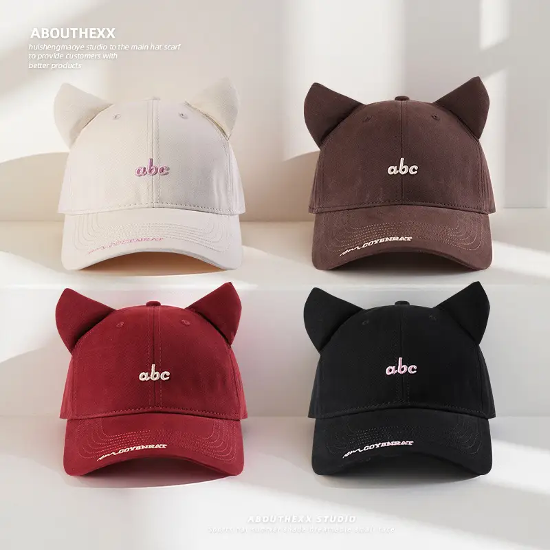 Cat Ear Cartoon Baseball Cap for Women Men Dark Blue