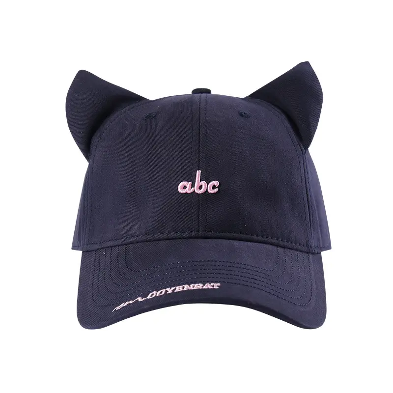 Cat Ear Cartoon Baseball Cap for Women Men Dark Blue