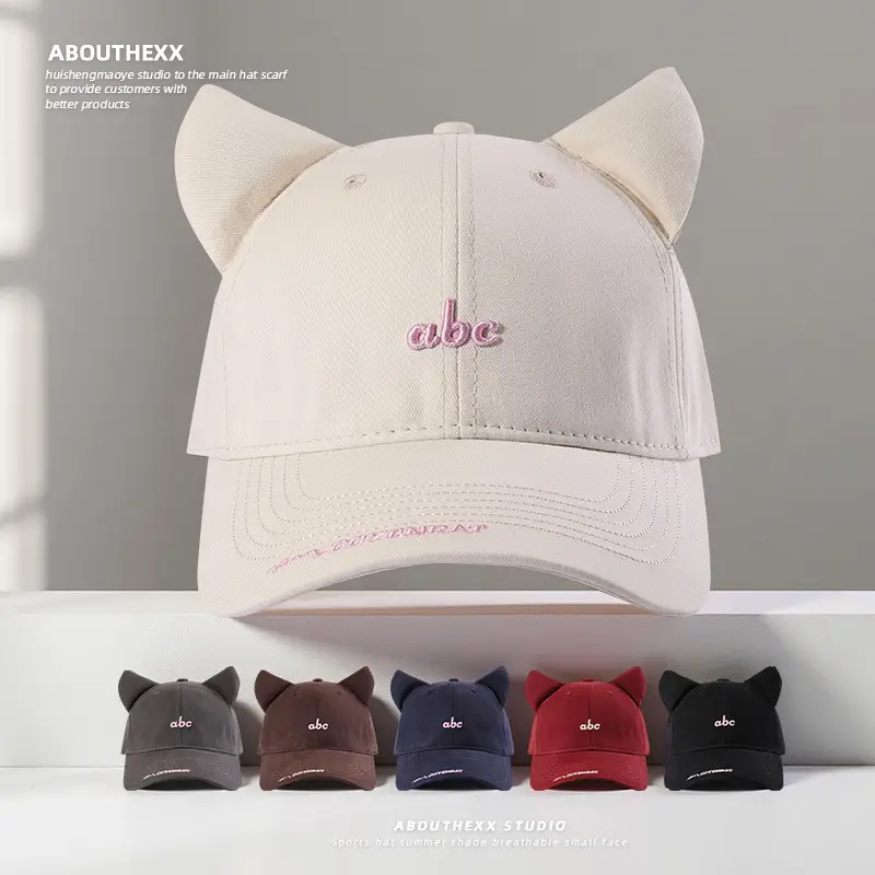 Cat Ear Cartoon Baseball Cap for Women Men Dark Blue — feature 2