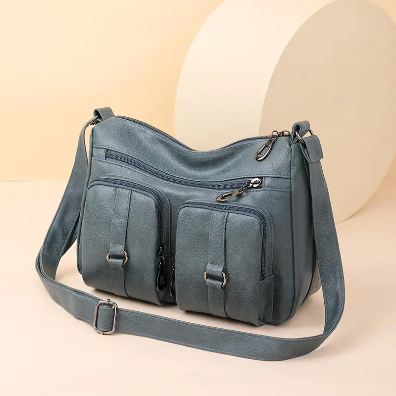 Brown Washed Leather Crossbody Bag for Women - Image 10