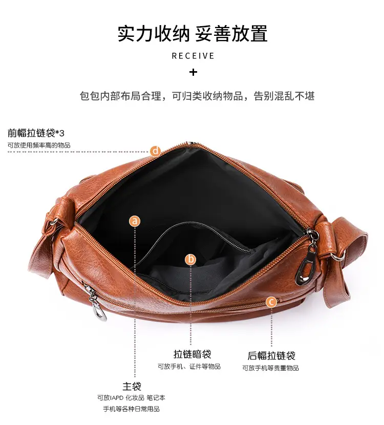 Brown Washed Leather Crossbody Bag for Women — feature 13