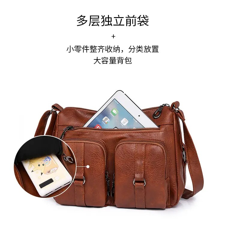 Brown Washed Leather Crossbody Bag for Women — feature 15