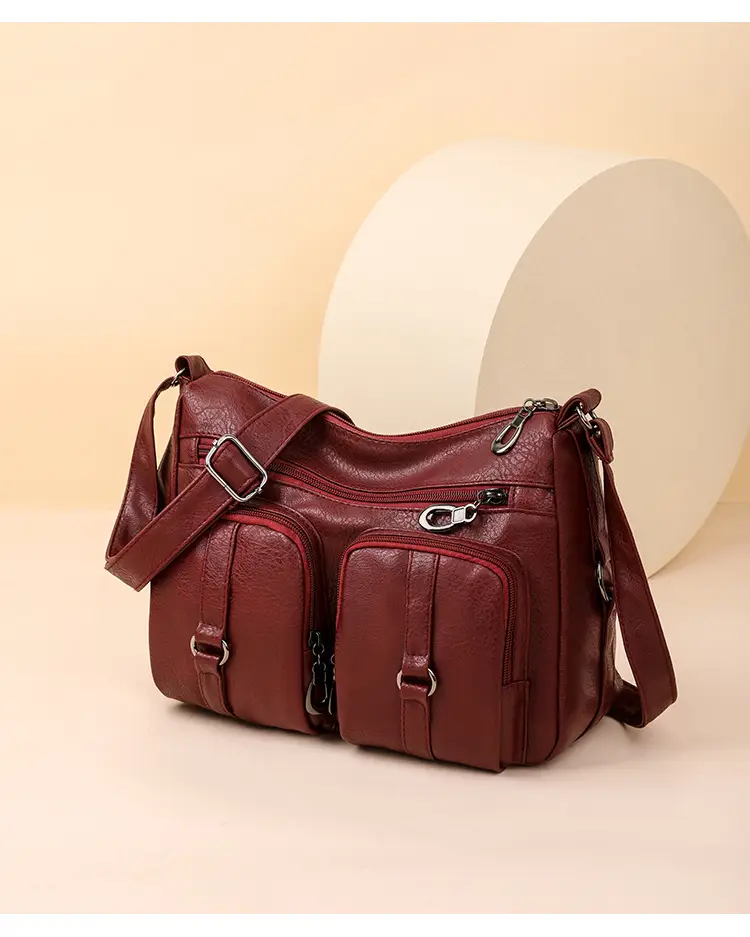 Brown Washed Leather Crossbody Bag for Women — feature 17