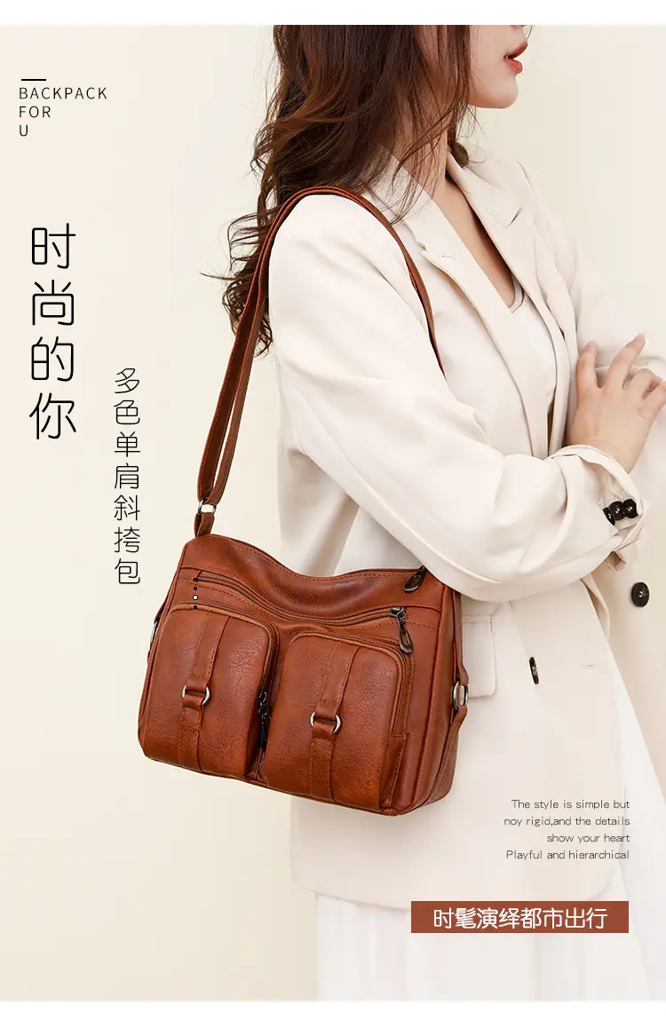 Brown Washed Leather Crossbody Bag for Women — feature 5