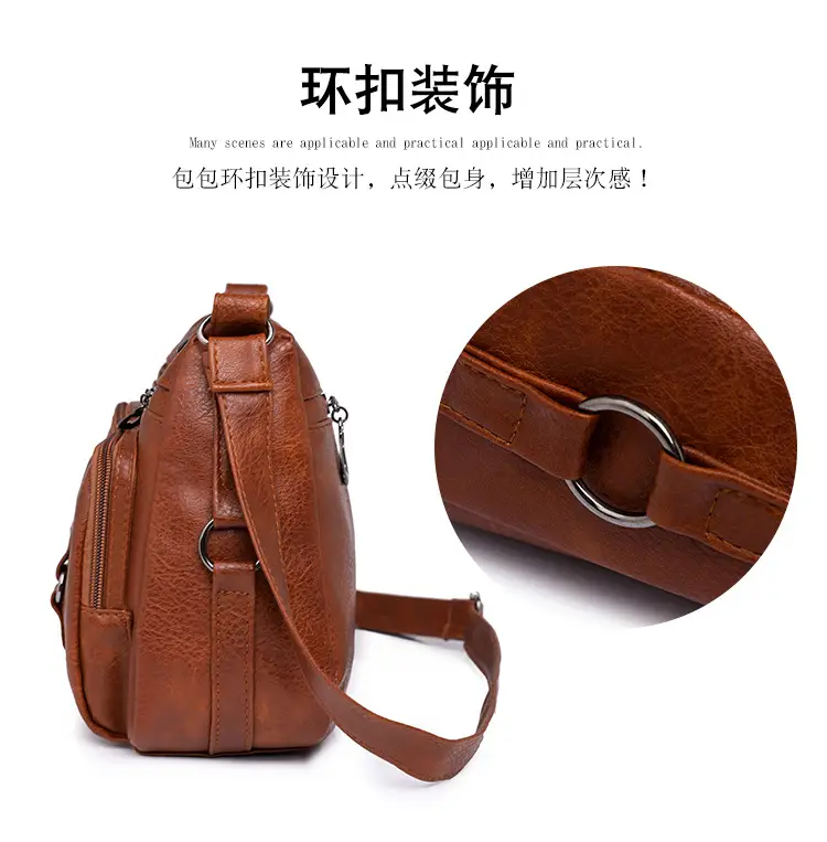 Brown Washed Leather Crossbody Bag for Women — feature 8