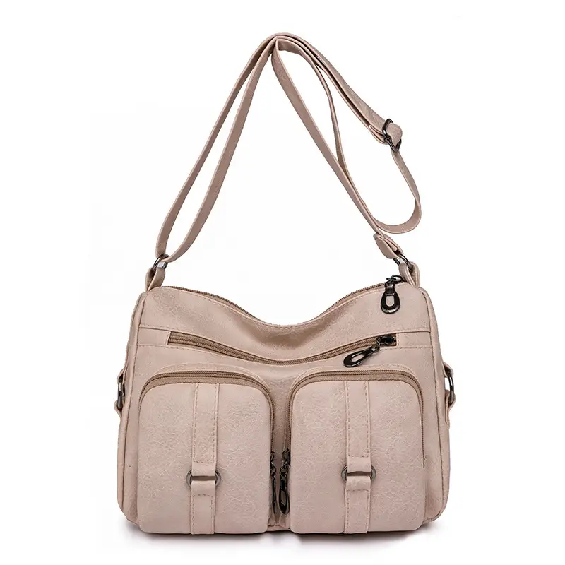 Brown Washed Leather Crossbody Bag for Women - Image 2