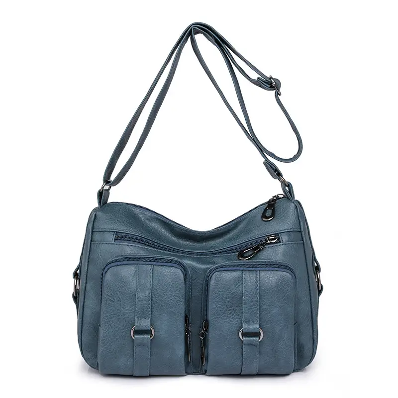 Brown Washed Leather Crossbody Bag for Women - Image 4