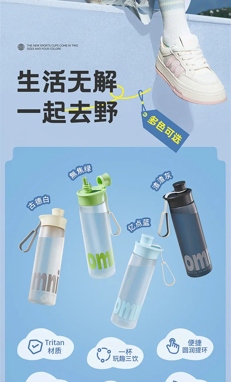 Sports Water Bottle for Women and Men, Tritan Large-Capacity High-Value Water Bottle, High Temperature Resistant, Portable Summer Cycling Straw Cup — feature 2