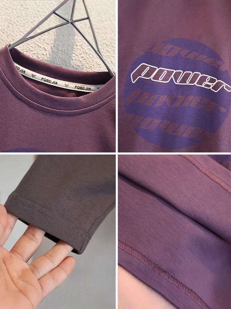 9588 Boys Two-Piece T-Shirt Set Purple Black 2026 - Image 7