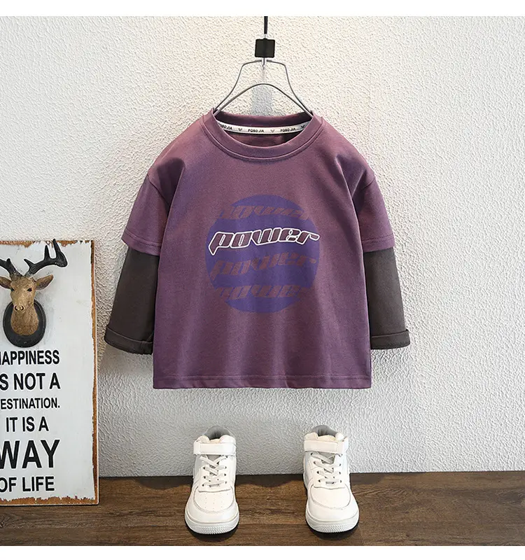 9588 Boys Two-Piece T-Shirt Set Purple Black 2026 — feature 15