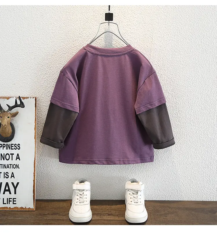 9588 Boys Two-Piece T-Shirt Set Purple Black 2026 — feature 16