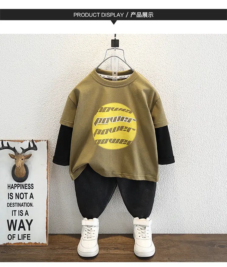 9588 Boys Two-Piece T-Shirt Set Purple Black 2026 — feature 7