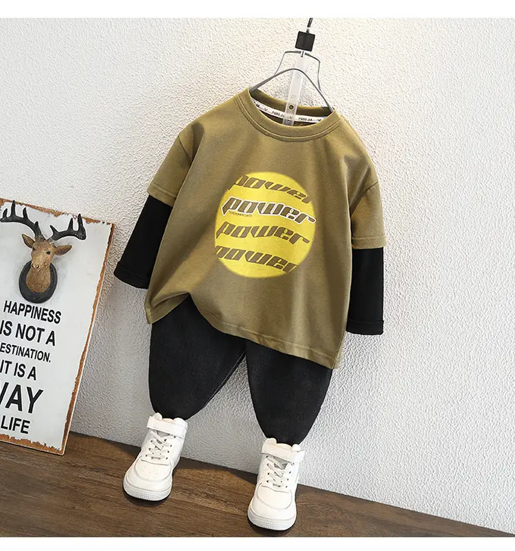 9588 Boys Two-Piece T-Shirt Set Purple Black 2026 — feature 8