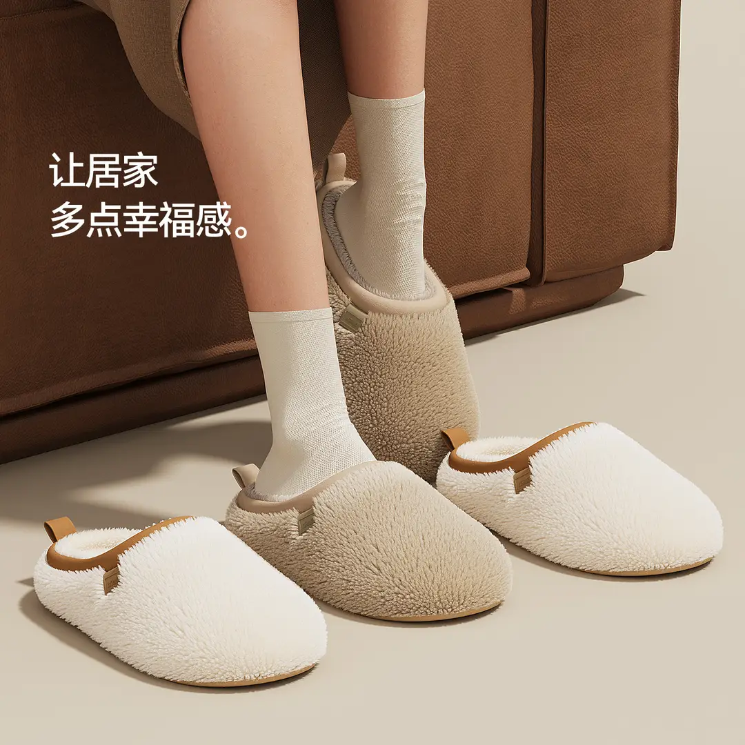 Women's Winter Indoor Home Plush Warm Non-Slip Slippers, Men's Winter Furry Slippers - Image 6