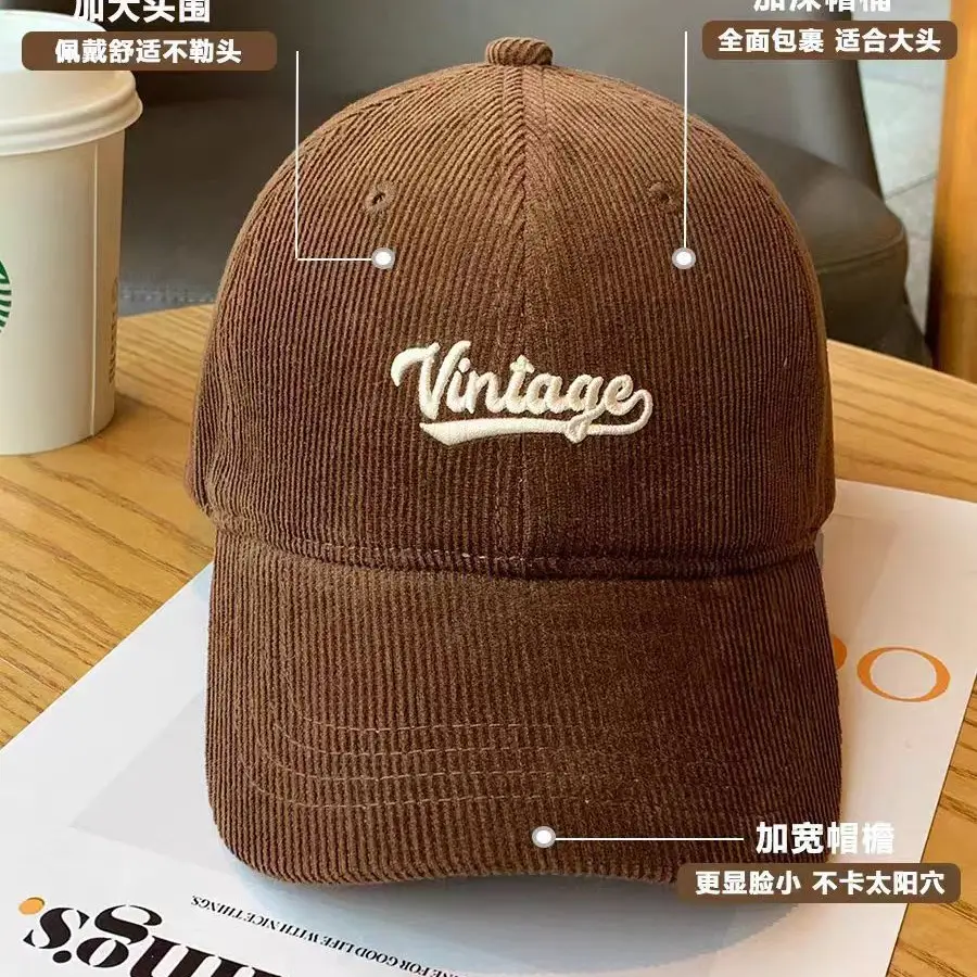 Brown Vintage Corduroy Baseball Cap Large Head - Image 10