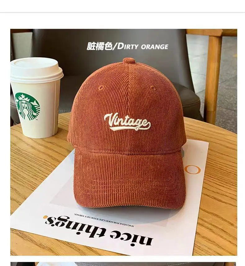 Brown Vintage Corduroy Baseball Cap Large Head — feature 10
