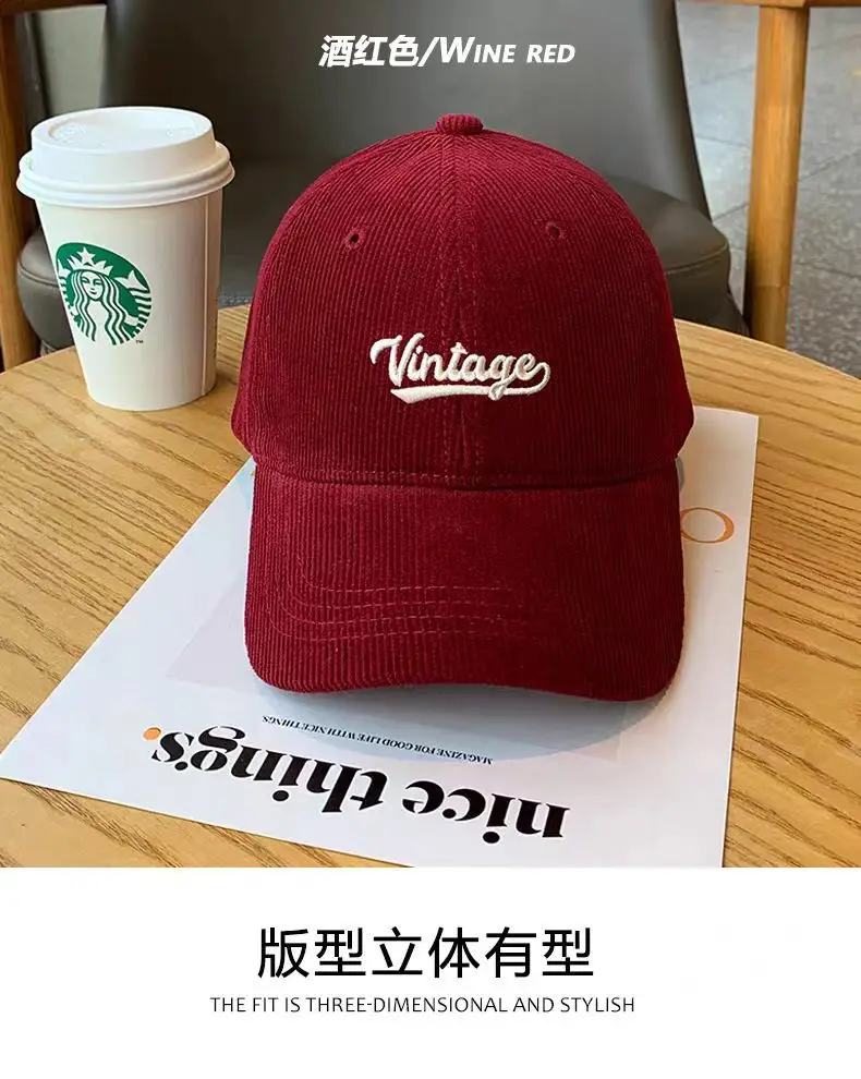 Brown Vintage Corduroy Baseball Cap Large Head — feature 12