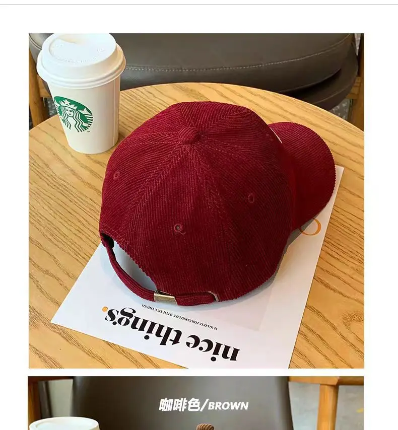 Brown Vintage Corduroy Baseball Cap Large Head — feature 13
