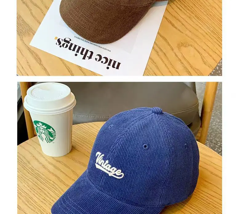 Brown Vintage Corduroy Baseball Cap Large Head — feature 15