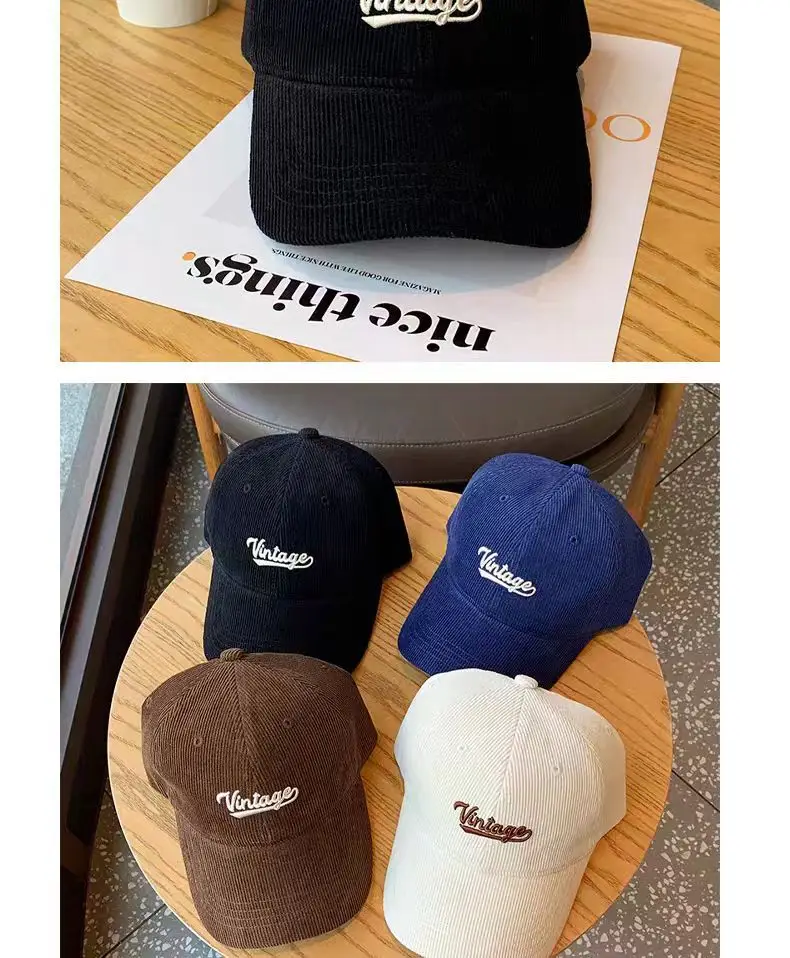Brown Vintage Corduroy Baseball Cap Large Head — feature 18