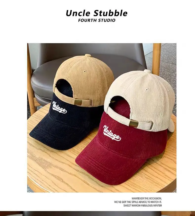 Brown Vintage Corduroy Baseball Cap Large Head — feature 4