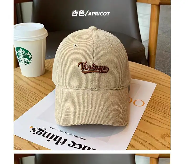 Brown Vintage Corduroy Baseball Cap Large Head — feature 7