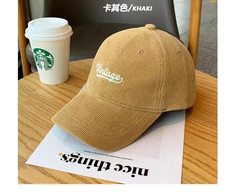 Brown Vintage Corduroy Baseball Cap Large Head — feature 8